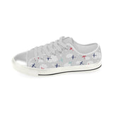 Airplane cloud grey background Kids' Boys' Girls' Low Top Canvas Shoes White