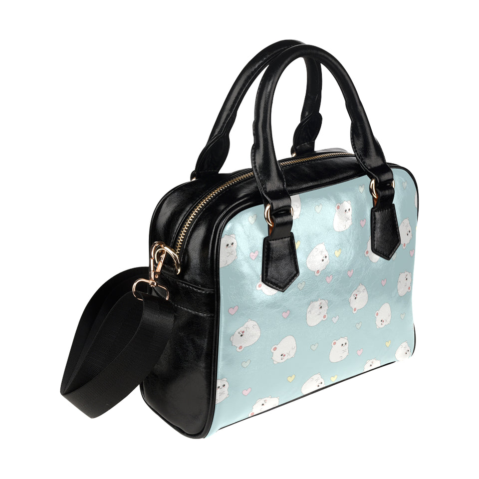 White cute hamsters heart pattern Shoulder Handbag
