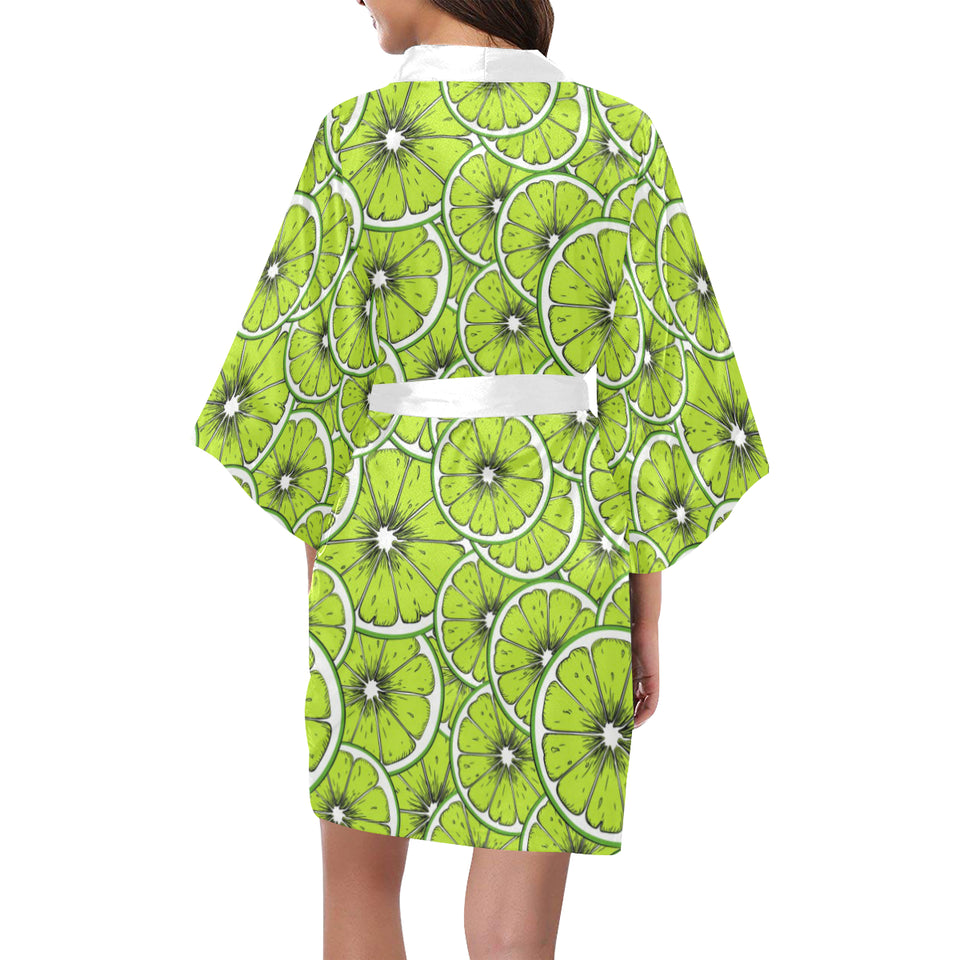 Slices of Lime design pattern Women's Short Kimono Robe
