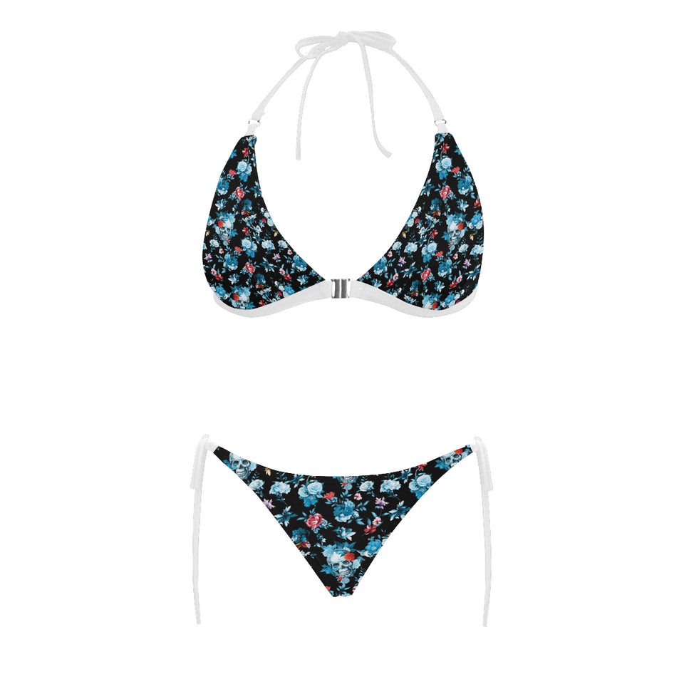 Skull flower roses leave pattern Sexy Bikinis Two-Piece Swimsuits