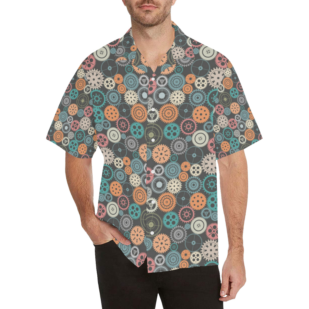 Gear Pattern Print Design 05 Men's All Over Print Hawaiian Shirt (Model T58)