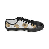 Sketch style cookie pattern Women's Low Top Canvas Shoes Black