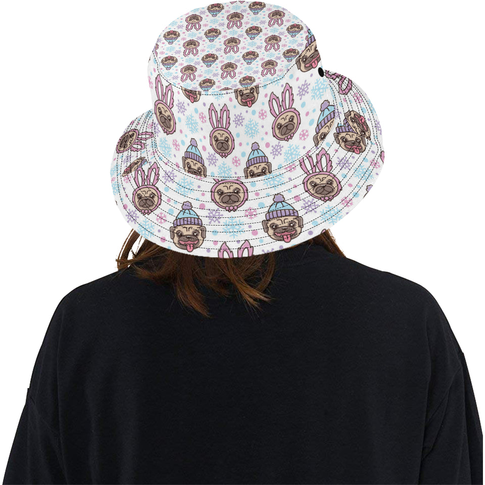 Cute pug hat rabbit costume pattern Unisex Bucket Hat