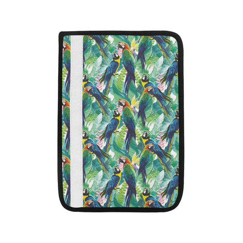 Colorful parrot exotic flower leaves Car Seat Belt Cover