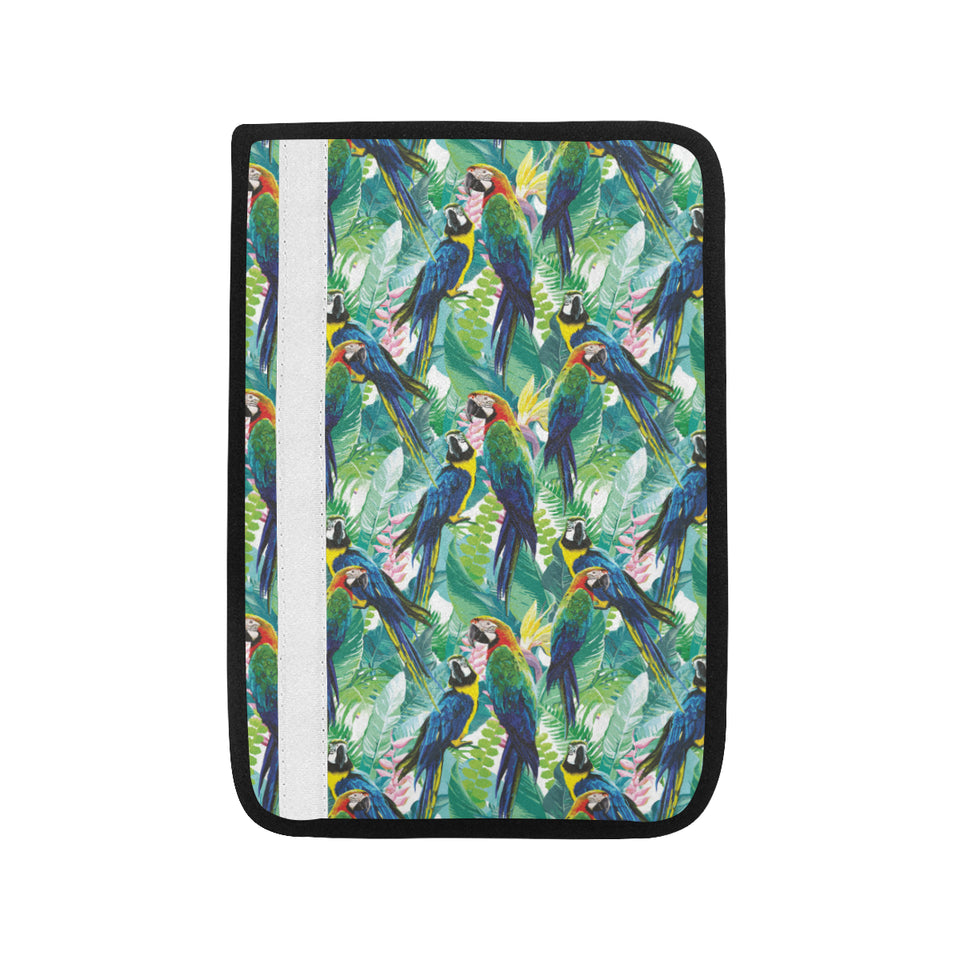 Colorful parrot exotic flower leaves Car Seat Belt Cover