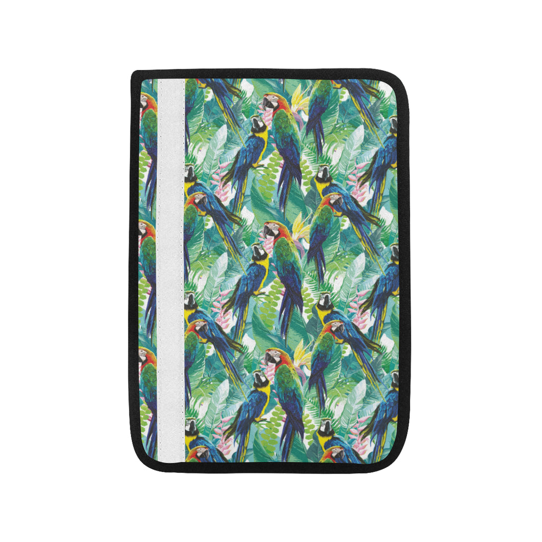 Colorful parrot exotic flower leaves Car Seat Belt Cover