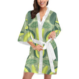 Avocado pattern Women's Short Kimono Robe
