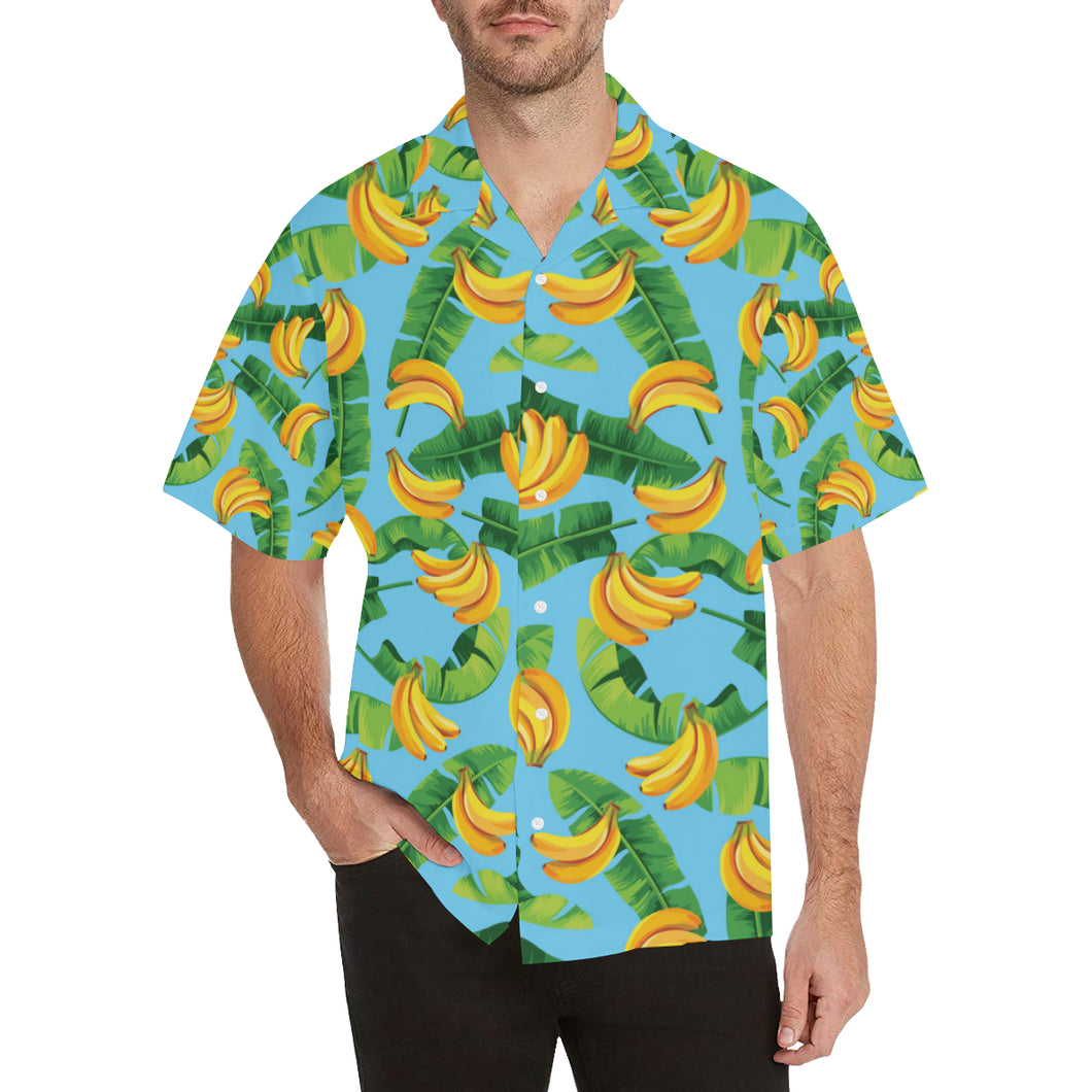 banana leaves banana design pattern Men's All Over Print Hawaiian Shirt