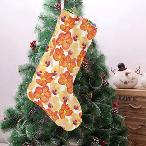 Orange yellow orchid flower pattern background Christmas Stocking