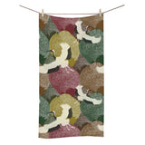 Japanese cranes flying forest dot pattern Bath Towel