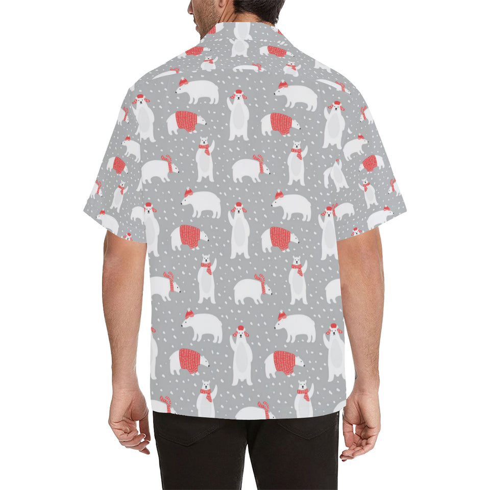 Cute polar bear christmas snow pattern Men's All Over Print Hawaiian Shirt