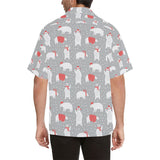 Cute polar bear christmas snow pattern Men's All Over Print Hawaiian Shirt