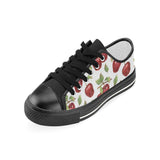 Red apples pattern Kids' Boys' Girls' Low Top Canvas Shoes Black