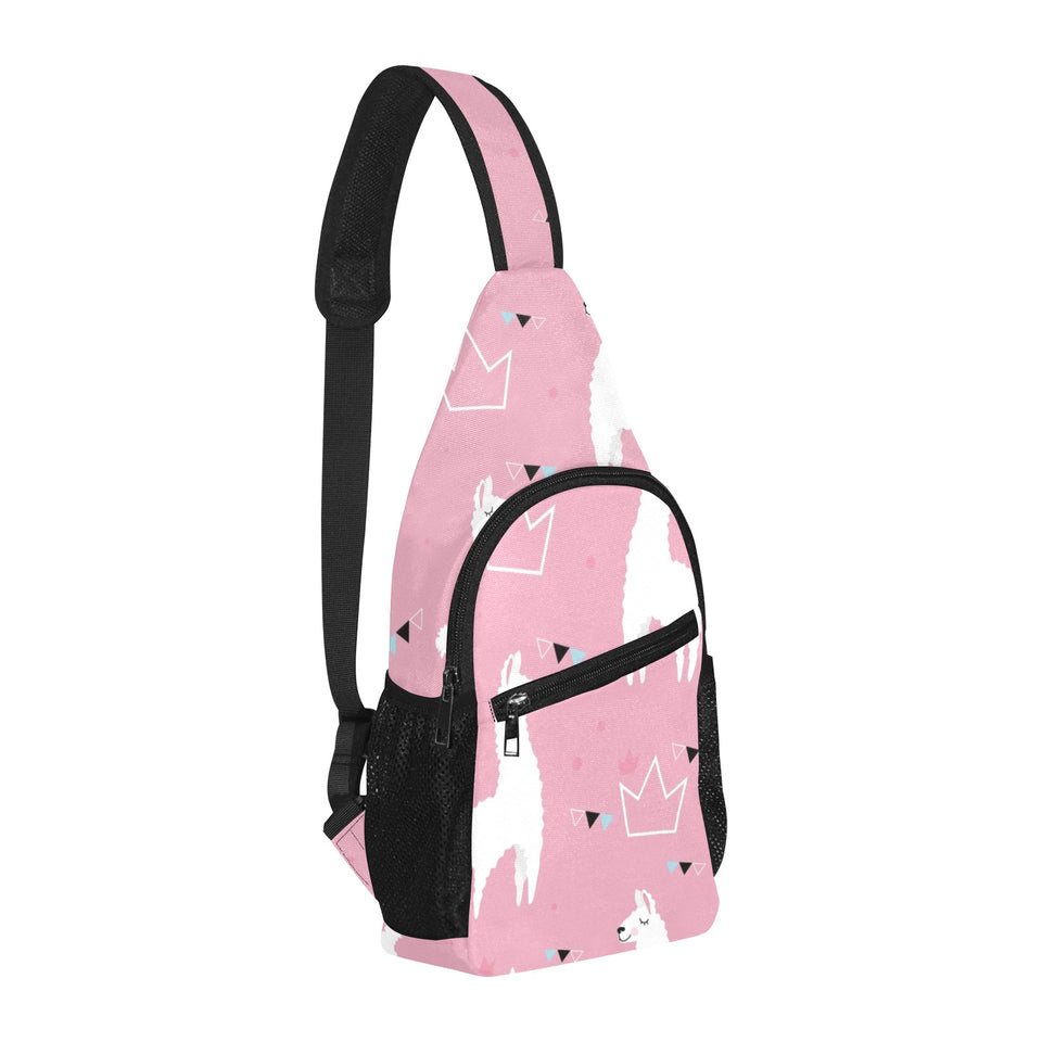 Llama Alpaca pink background All Over Print Chest Bag