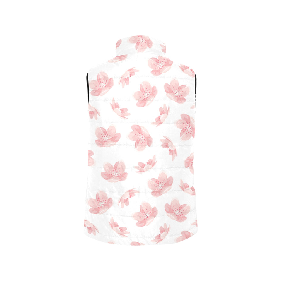 Pink sakura cherry blossom pattern Women's Padded Vest