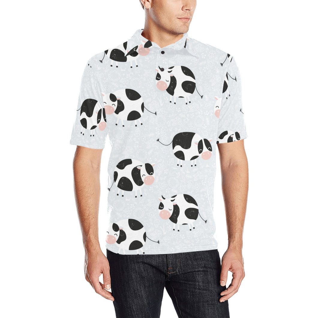 Cute cows pattern Men's All Over Print Polo Shirt