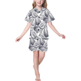 Guava tropical hand drawn pattern Kids' Boys' Girls' V-Neck Short Pajama Set