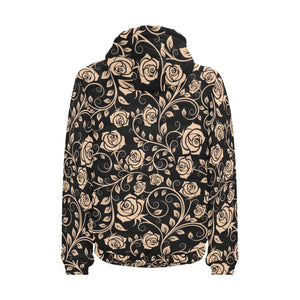 Rose Pattern Print Design 04 Men's Padded Hooded Jacket
