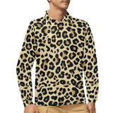 Leopard print design pattern Men's Long Sleeve Polo Shirt