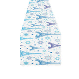 Blue Eiffel Tower Theme Pattern Print Design 01 Table Runner