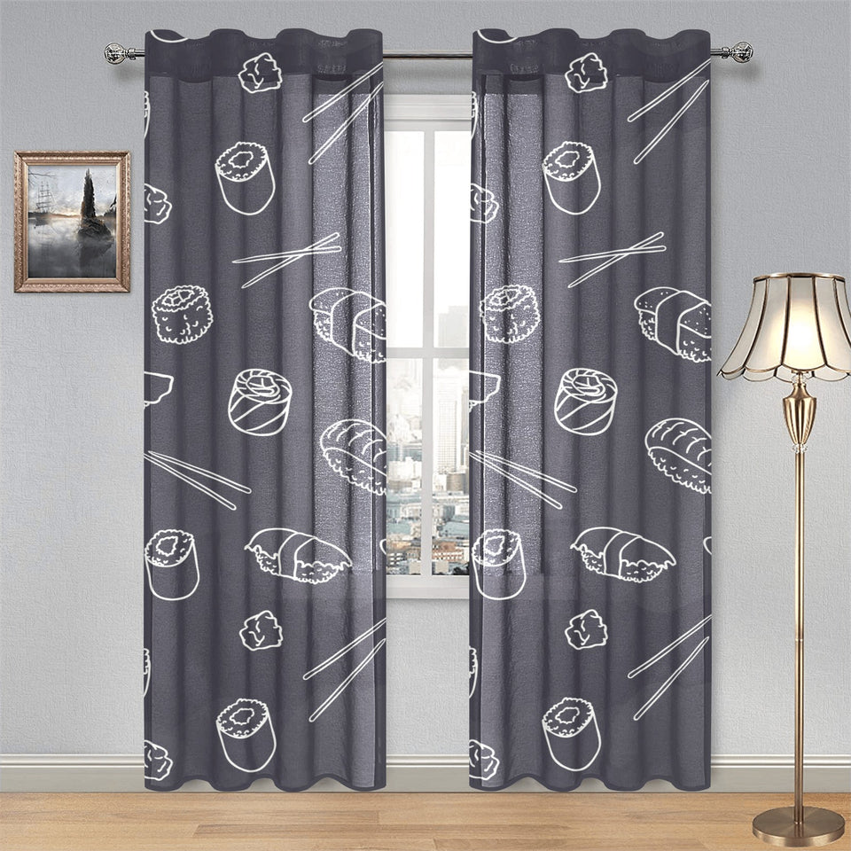 sushi pattern black background Gauze Curtain