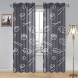 sushi pattern black background Gauze Curtain