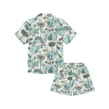 Dragonfly Butterfly Plants insect flower vintage s Kids' Boys' Girls' V-Neck Short Pajama Set