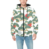 Bonsai red sun japanese pattern Men's Padded Hooded Jacket