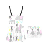 Cute elephant mouse pattern Chest Sexy Pleated Two Piece Swim Dress