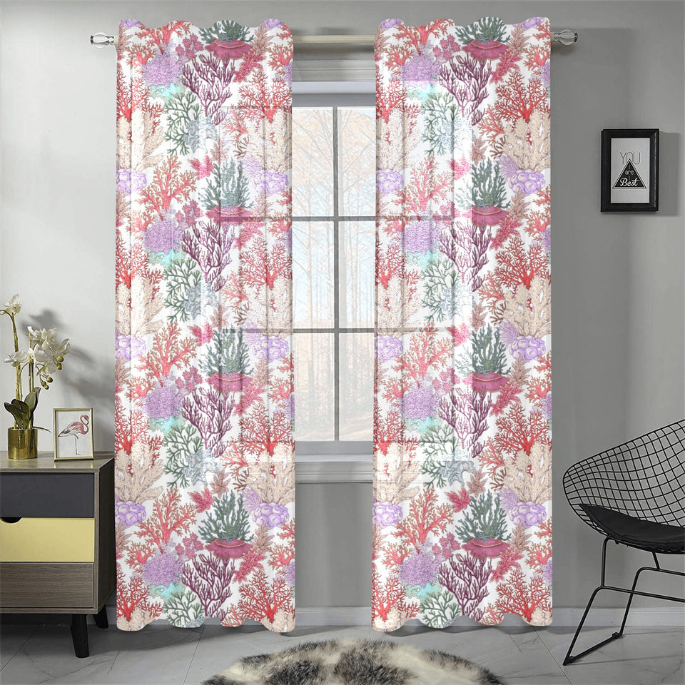 Coral Reef Pattern Print Design 03 Gauze Curtain
