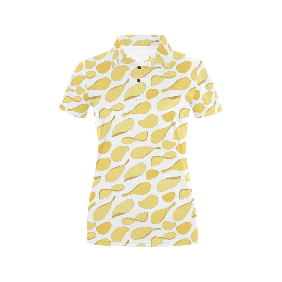 Potato Chips Pattern Print Design 02 Women's All Over Print Polo Shirt