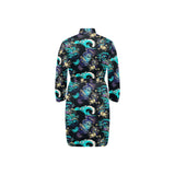 Dragon sea wave pattern Men's Long Sleeve Belted Night Robe