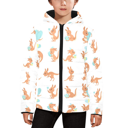 Cute Kangaroo pattern Kids' Boys' Girls' Padded Hooded Jacket