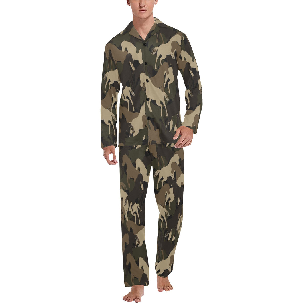 Horse Camouflage Pattern Men's Long Pajama Set