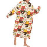 Colorful Maneki neko cat pattern Blanket Robe with Sleeves