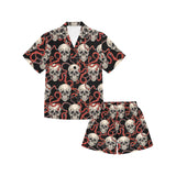 Red snake skull pattern Kids' Boys' Girls' V-Neck Short Pajama Set