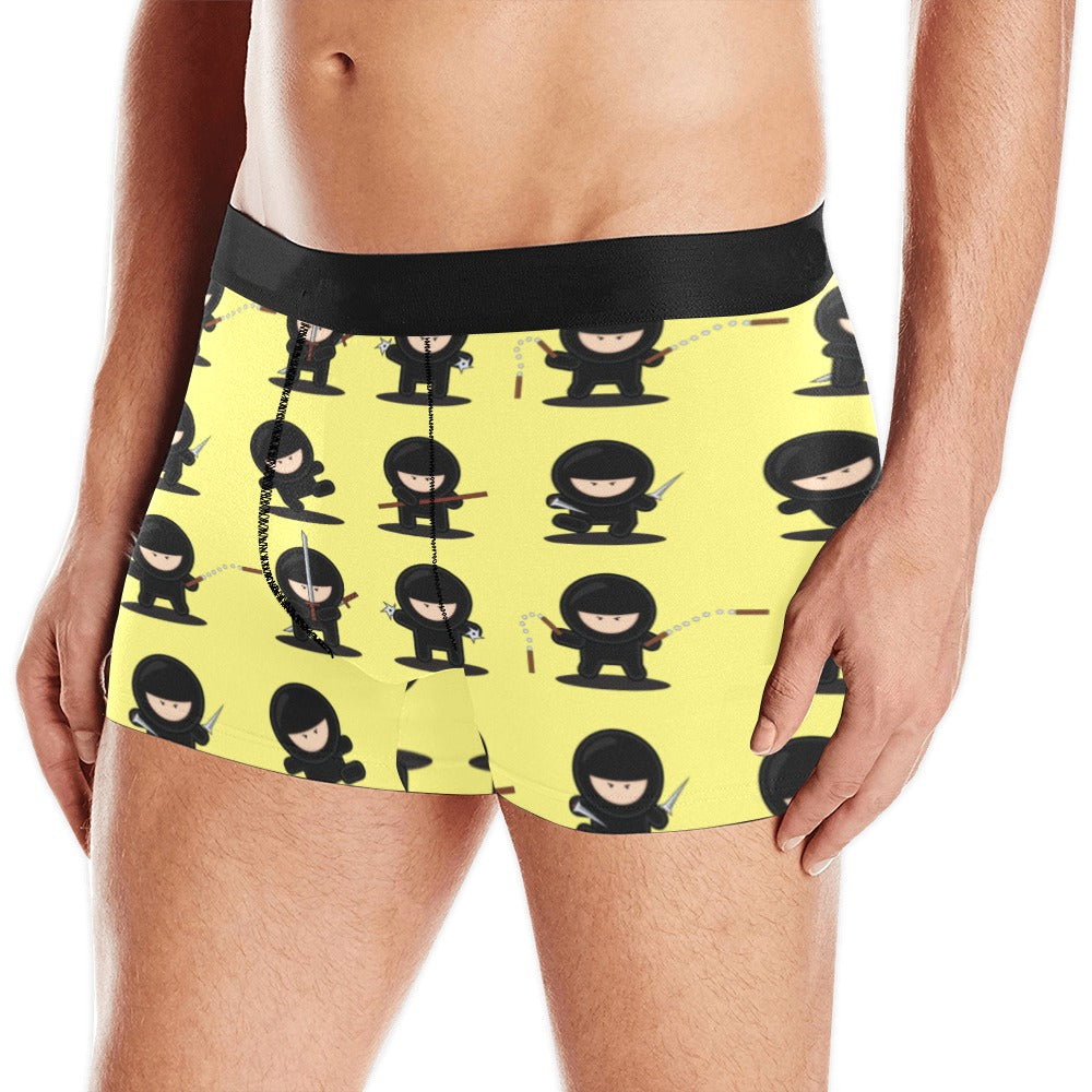 Cute ninja yellow background Men's All Over Print Boxer Briefs Men's Underwear