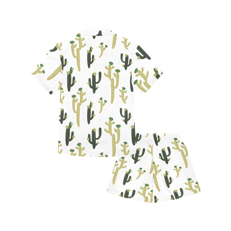 Cute cactus pattern Kids' Boys' Girls' V-Neck Short Pajama Set