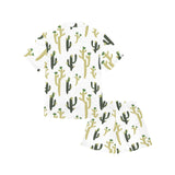 Cute cactus pattern Kids' Boys' Girls' V-Neck Short Pajama Set