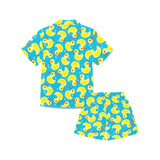 Duck Pattern Print Design 04 Kids' Boys' Girls' V-Neck Short Pajama Set