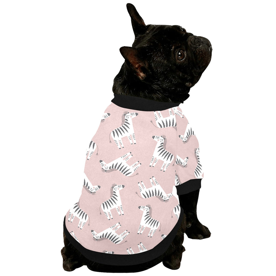 Cute zebra pattern All Over Print Pet Dog Round Neck Fuzzy Shirt