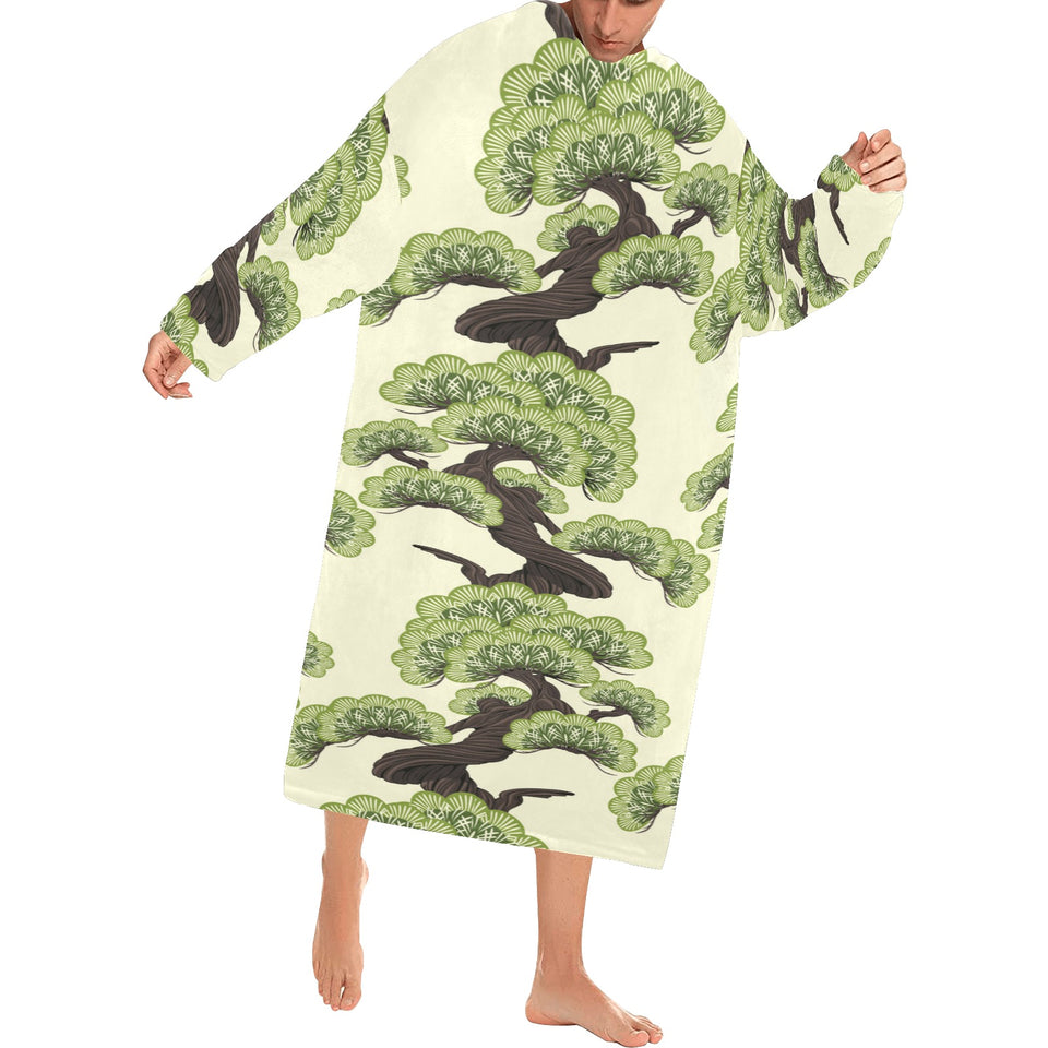 Bonsai pattern Blanket Robe with Sleeves