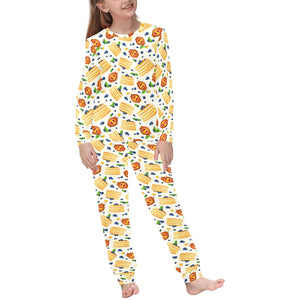 Pancake Pattern Print Design 02 Kids' Boys' Girls' All Over Print Pajama Set