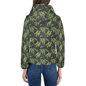 Green Peas Pattern Print Design 02 Women's Padded Hooded Jacket