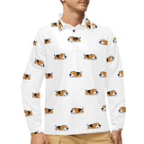 Cute beagle dog sleeping pattern Men's Long Sleeve Polo Shirt