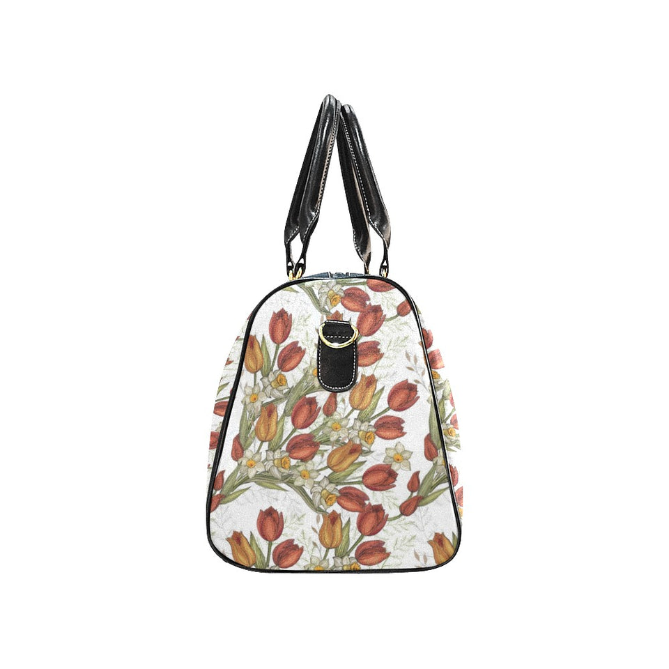 Red tulips and daffodils pattern Travel Bag