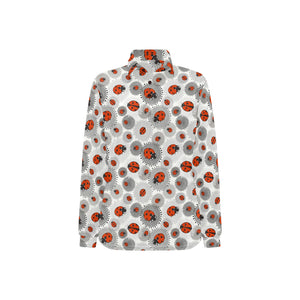 Ladybug Pattern Print Design 05 Women's Long Sleeve Polo Shirt