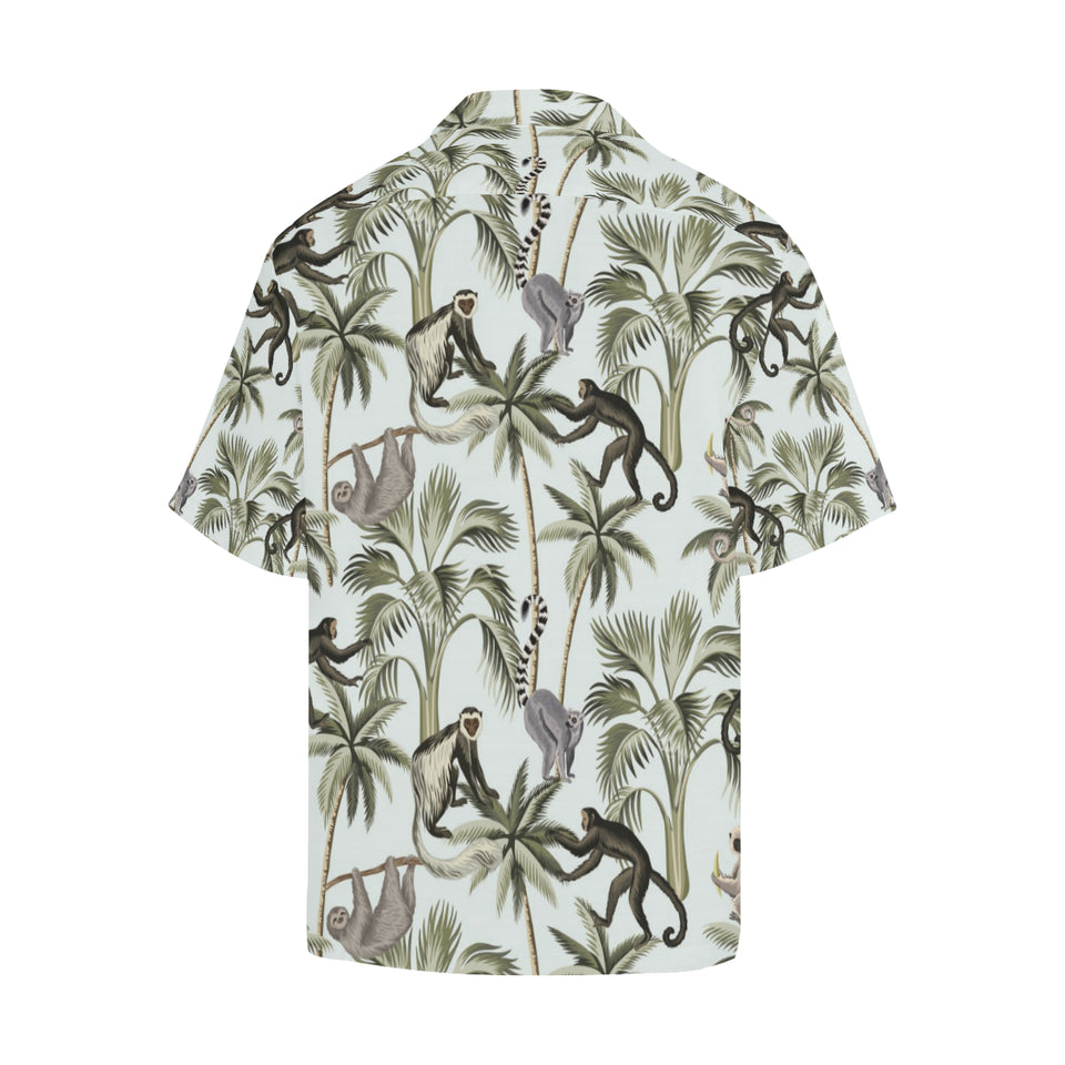 Monkey sloth lemur palm trees pattern Men's All Over Print Hawaiian Shirt