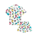 Dragonflies ginkgo leaves pattern Kids' Boys' Girls' V-Neck Short Pajama Set