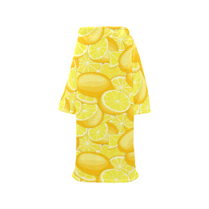 lemon pattern Blanket Robe with Sleeves